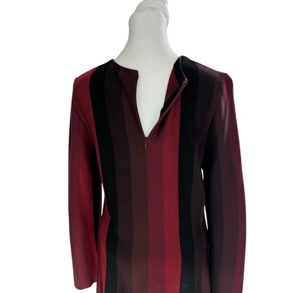 Akris Punto - Elegant Red and Black Striped Wool Dress Sz M - Picture 6 of 10